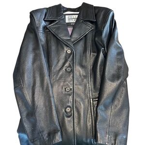 Pelle Studio Wilsons Vintage Y2K Leather Button Up Black Jacket Size M